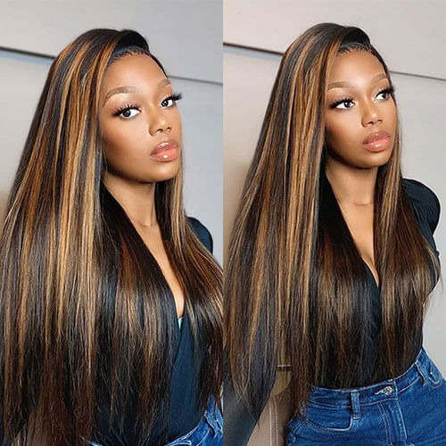 Highlight Honey Blonde Straight Hair 13×4 13×6 Lace Front Wigs