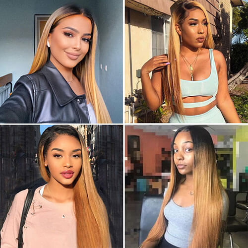 1B/27 13×4 13×6 Lace Front Wig Straight Virgin Human Hair Wigs