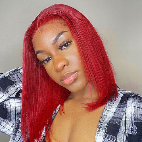 Brick Red 13×4 13×6 Human Hair Transparent Lace Wigs