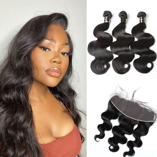 *Body Wave*Mink Virgin Hair Bundles With 13x4 Frontal