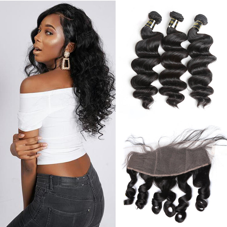 *Loose Wave*Mink Virgin Hair Bundles With 13x4 Frontal