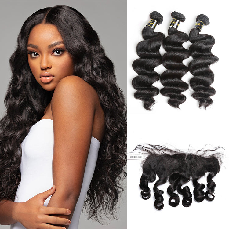 *Loose Wave*Mink Virgin Hair Bundles With 13x4 Frontal