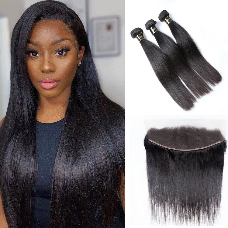 *Straight Hair*Mink Virgin Hair Bundles With 13x4 Frontal