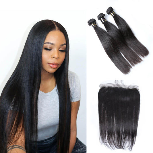 *Straight Hair*Mink Virgin Hair Bundles With 13x4 Frontal